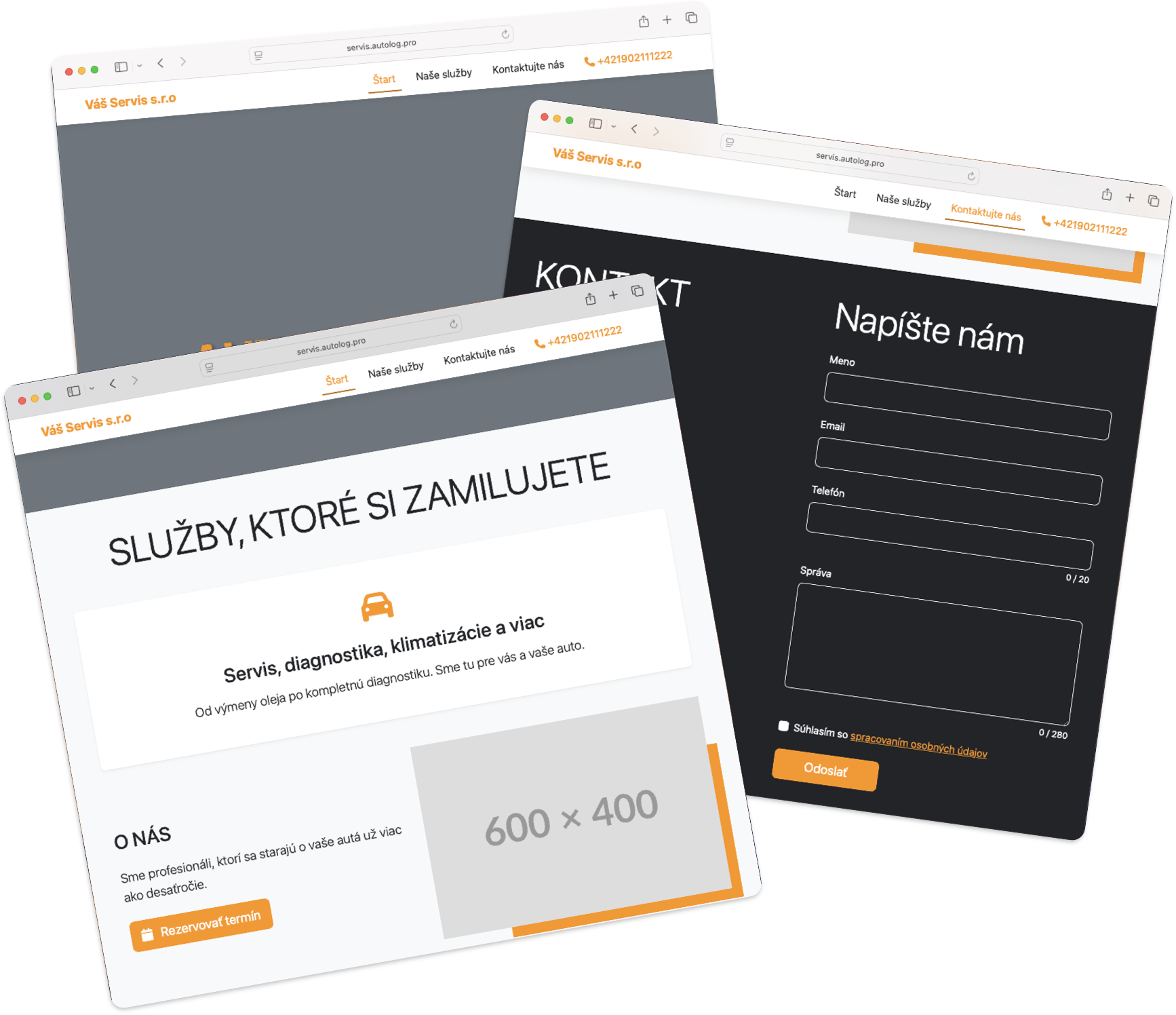 Ukážka webstránky vytvorenej pomocou Autolog